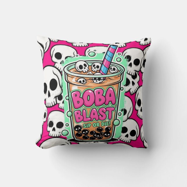 Boba Blast – Sip or Die! Kissen (Vorderseite)