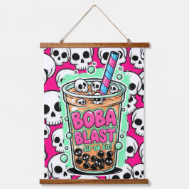 Boba Blast – Sip or Die!  Wandteppich Mit Holzrahmen