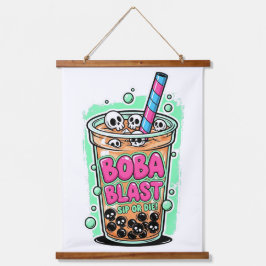 Boba Blast – Sip or Die!  Wandteppich Mit Holzrahmen