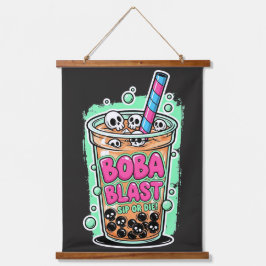 Boba Blast – Sip or Die!  Wandteppich Mit Holzrahmen