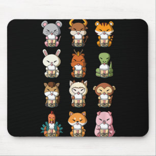 Boba Bubble Milchtee Chinesische Tierkreiszeichen Mousepad