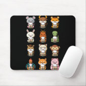 Boba Bubble Milk Tea Chinese Zodiacs Animal Lunar Mousepad (Mit Mouse)