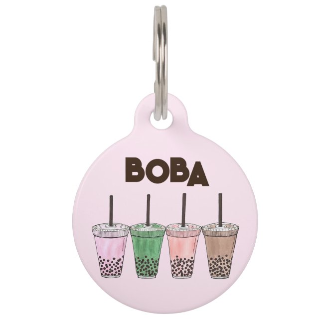 Boba Bubble Tapioca Pearl Milk Tee Drinks Feinschm Haustiermarke (Vorderseite)