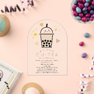 Boba Bubble Tea geschlechtsneutrale Babyparty Acryleinladungen
