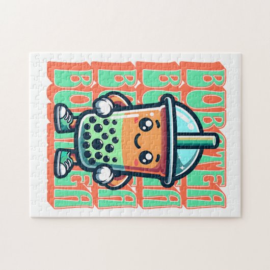 Boba Bubble Tea Kawaii Niedlicher Cartoon Puzzle (Horizontal)