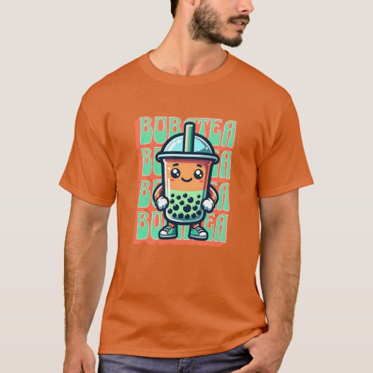 Boba Bubble Tea Kawaii Niedlicher Cartoon T-Shirt (Vorderseite)