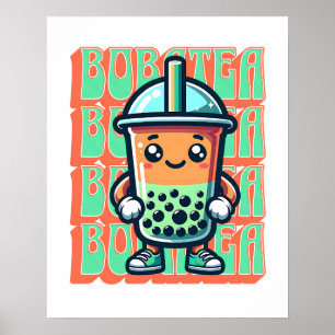 Boba Bubble Tea Kawaii Süße Cartoon Poster