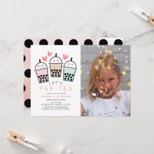 Boba Bubble Tea Party Mädchen Foto Geburtstag Einladung