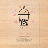 Boba Bubble Tea Party Par-tea 1st Birthday Acryleinladungen (Vorderseite)