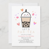 Boba Bubble Tea Party Par-tea 1st Birthday Einladung (Vorderseite)