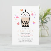Boba Bubble Tea Party Par-tea 1st Birthday Einladung (Stehend Vorderseite)