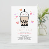 Boba Bubble Tea Party Par-tea Kid's Birthday Einladung (Stehend Vorderseite)