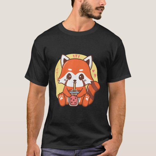 Boba Bubble Tea Red Panda T-Shirt (Vorderseite)