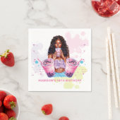 Boba Bubble Tee Birthday Afroamerikaner Serviette (Beispiel)