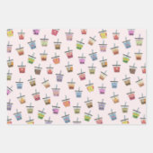 Boba Bubble Tee bunt kawaii niedliches Muster Geschenkpapier Set (Vorderseite 2)