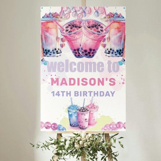 Boba Bubble Tee Geburtstags Begrüßungszeichen Poster