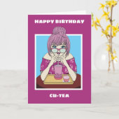 Boba Bubble Tee Geburtstagskarte für ein Mädchen Karte (Gelbe Blume)