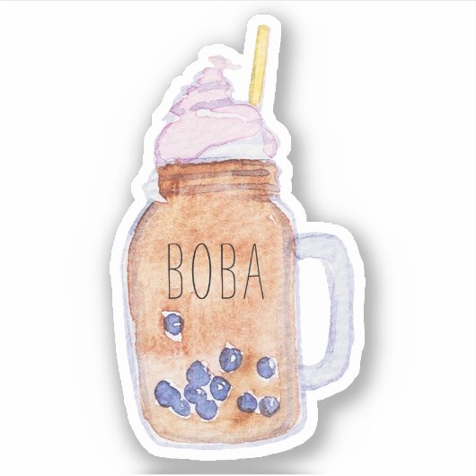 Boba Bubble Tee in einem Mason Jar Aufkleber (Vorderseite)
