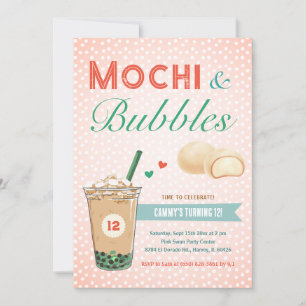 Boba Bubble Tee Mochi Sweet Kids Teen Girl Teenage Einladung