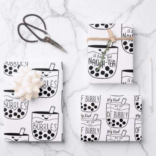 Boba Bubble Tee Naughty Bachelorette Geschenkpapier Set (Vorderseite)