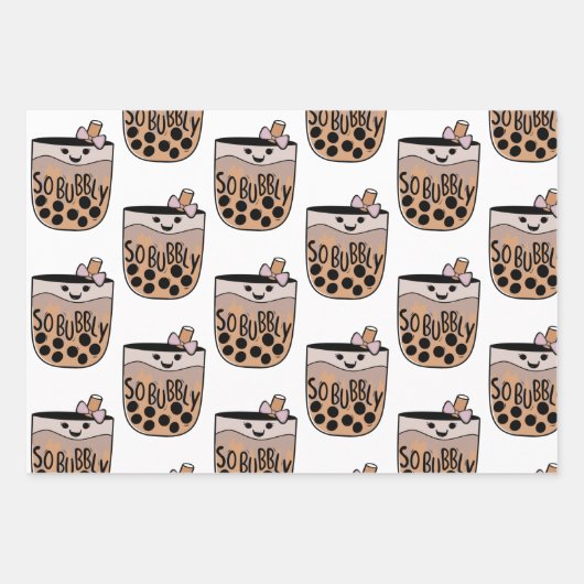 Boba Bubble Tee Niedlich und lustig Geschenkpapier Set (Vorderseite 2)