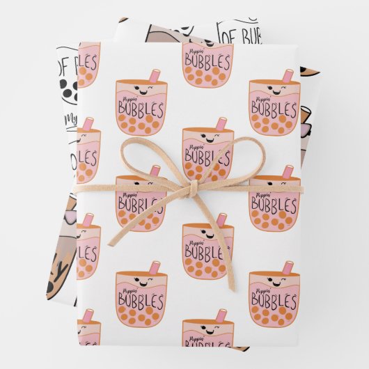Boba Bubble Tee Niedlich und lustig Geschenkpapier Set (Beispiel)