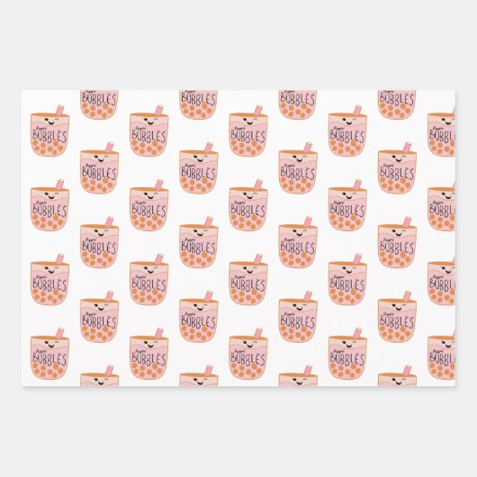 Boba Bubble Tee Niedlich und lustig Geschenkpapier Set (Vorderseite)