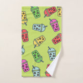 Boba Bubble Tees Muster Badhandtuch Set (Handtuch)
