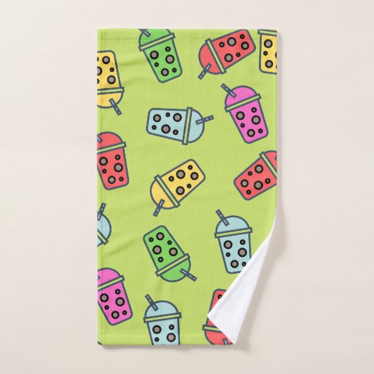 Boba Bubble Tees Muster Badhandtuch Set (Handtuch)