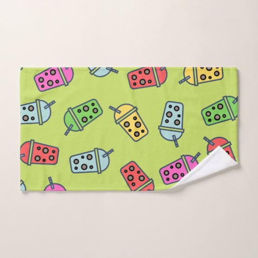 Boba Bubble Tees Muster Badhandtuch Set (Handtuch)