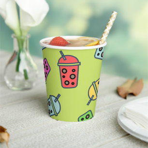 Boba Bubble Tees Muster Pappbecher