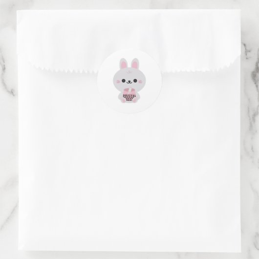 Boba Bunny Pink Runder Aufkleber (Tasche)
