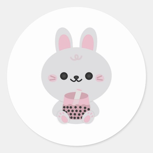 Boba Bunny Pink Runder Aufkleber (Vorderseite)