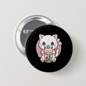 Boba Cat Boba Tea Bubble Tea Kawaii Anime Cat Kawa Button (Vorne & Hinten)