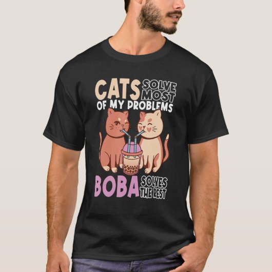 Boba Cat Boba Tea Cat T-Shirt (Vorderseite)
