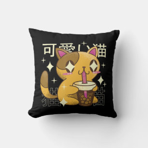 Boba Cat Kawaii Anime japanische Lebensmittelmädch Kissen