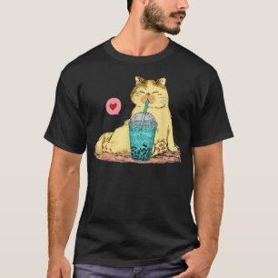 Boba Cat Tea Bubble Milk Herzlich Willkommen T-Shirt
