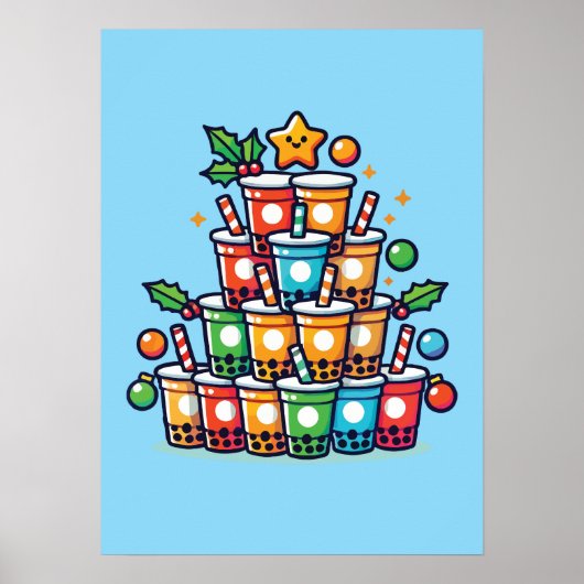 Boba Christmas Tree - Funny Bubble Tee Urlaub Poster (Vorne)