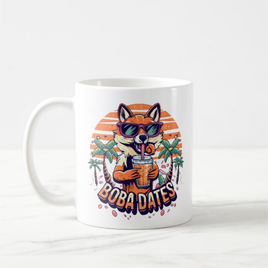 Boba Dates Trendy Cool Fox Drinks Boba Tea Kaffeetasse (Links)