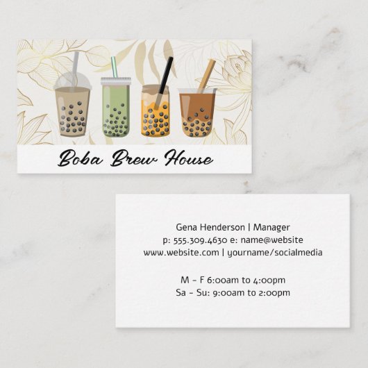 Boba Drinks | Smoothie Beverages Visitenkarte (Vorne/Hinten)