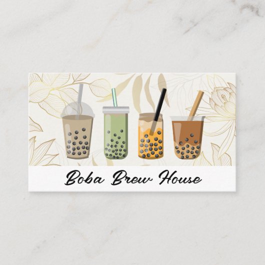 Boba Drinks | Smoothie Beverages Visitenkarte (Vorderseite)