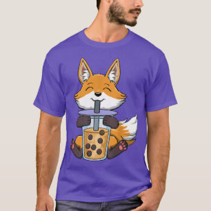 Boba Fox Drinking Bubble Tea Kawaii Japanischer Bo T-Shirt