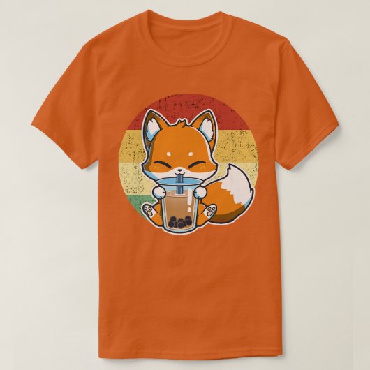 Boba Fox Drinking Kawaii Japanischer Fox Boba Tea  T-Shirt (Design vorne)