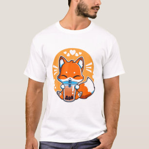 Boba Fox Drinks Kawaii Japanischer Fox Blase Milch T-Shirt