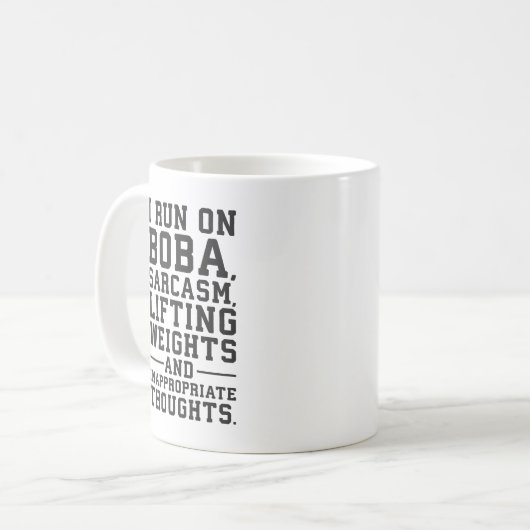 Boba, Gewichte heben, unangemessene Gedanken, Fitn Kaffeetasse (Vorderseite Links)