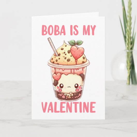 Boba ist mein niedlich rosa Valentiner Blasentee Karte (Vorderseite)