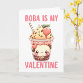 Boba ist mein niedlich rosa Valentiner Blasentee Karte (Gelbe Blume)