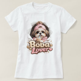 Boba Liebhaber Shih Tzu Süßes Kawaii Hund T-Shirt