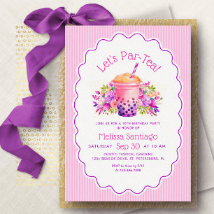 Boba Milchtee Mädchen Geburtstag Einladung