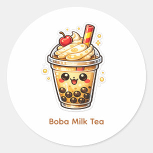 Boba-Milchtee Runder Aufkleber